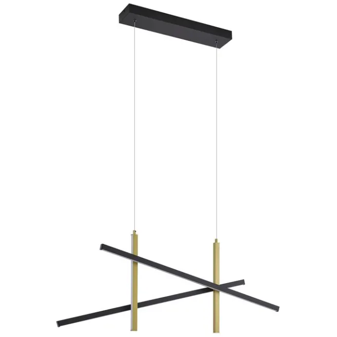 QAZQA Design-Hängelampe X Schwarz mit Gold inkl. LED 3-Stufen-Dimmbar - Joy