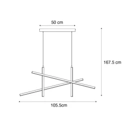 QAZQA Design-Hängelampe X Schwarz mit Gold inkl. LED 3-Stufen-Dimmbar - Joy