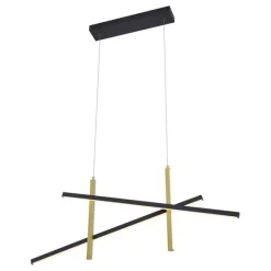 QAZQA Design-Hängelampe X Schwarz mit Gold inkl. LED 3-Stufen-Dimmbar - Joy