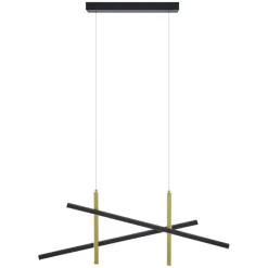 QAZQA Design-Hängelampe X Schwarz mit Gold inkl. LED 3-Stufen-Dimmbar - Joy