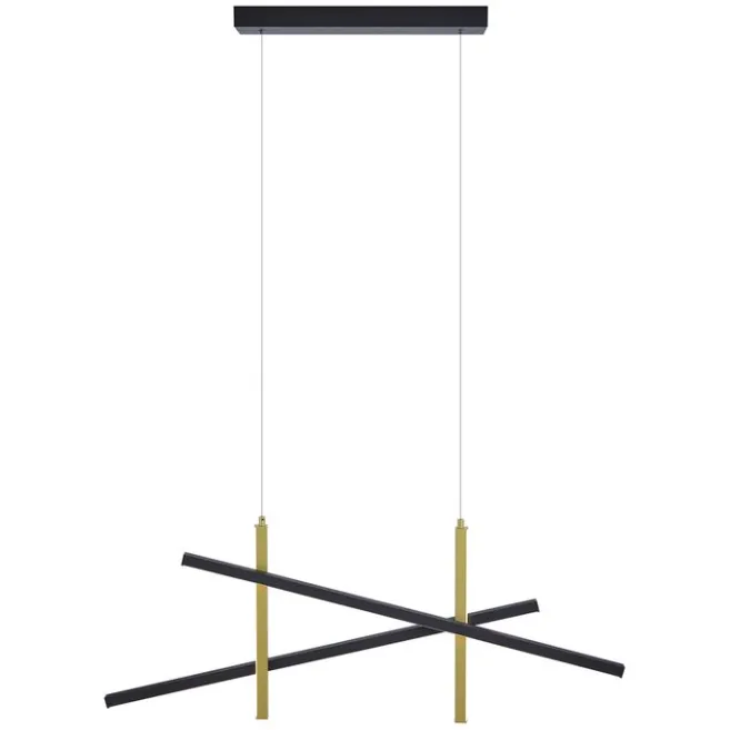 QAZQA Design-Hängelampe X Schwarz mit Gold inkl. LED 3-Stufen-Dimmbar - Joy