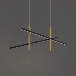 QAZQA Design-Hängelampe X Schwarz mit Gold inkl. LED 3-Stufen-Dimmbar - Joy