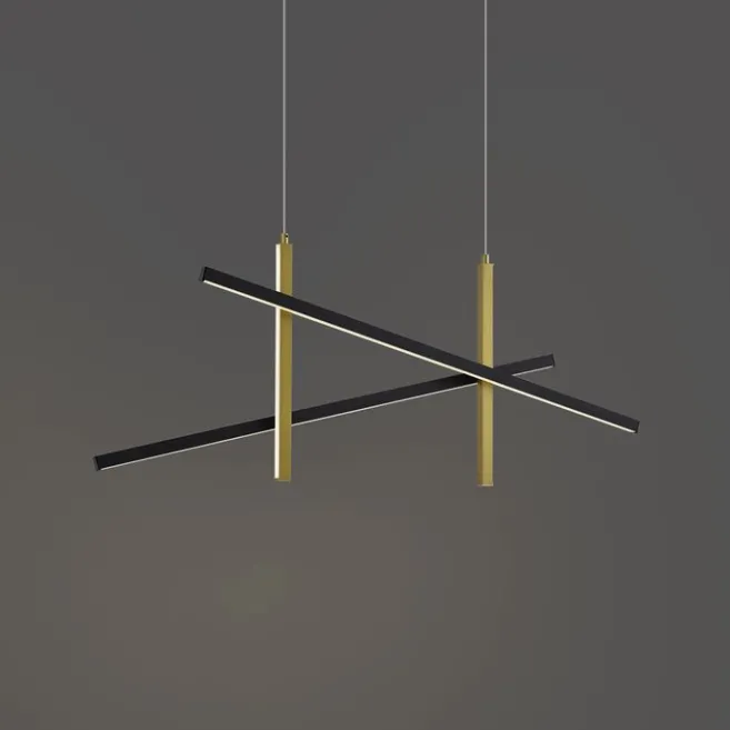 QAZQA Design-Hängelampe X Schwarz mit Gold inkl. LED 3-Stufen-Dimmbar - Joy