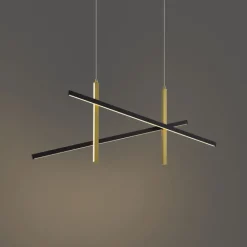 QAZQA Design-Hängelampe X Schwarz mit Gold inkl. LED 3-Stufen-Dimmbar - Joy