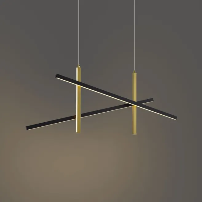 QAZQA Design-Hängelampe X Schwarz mit Gold inkl. LED 3-Stufen-Dimmbar - Joy