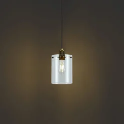 QAZQA Design-Hängeleuchte Bronze mit Klarglas - Domo