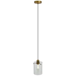 QAZQA Design-Hängeleuchte Bronze mit Klarglas - Domo