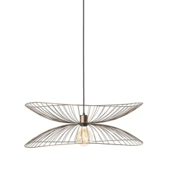 QAZQA Design-Hängeleuchte Dunkelbronze mit doppeltem Schirm - Pua