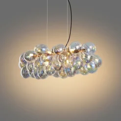 QAZQA Design-Hängeleuchte Gold mit Regenbogen-Glas 8-flammig - Uvas