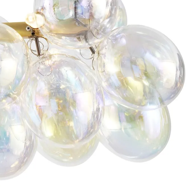 QAZQA Design-Hängeleuchte Gold mit Regenbogen-Glas 8-flammig - Uvas