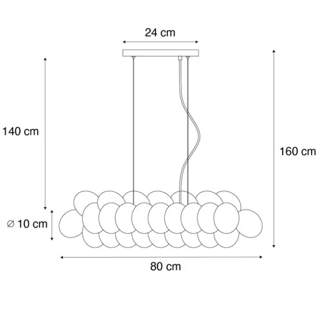 QAZQA Design-Hängeleuchte Gold mit Regenbogen-Glas 8-flammig - Uvas