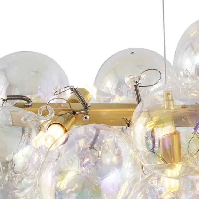 QAZQA Design-Hängeleuchte Gold mit Regenbogen-Glas 8-flammig - Uvas