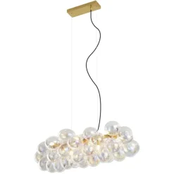 QAZQA Design-Hängeleuchte Gold mit Regenbogen-Glas 8-flammig - Uvas