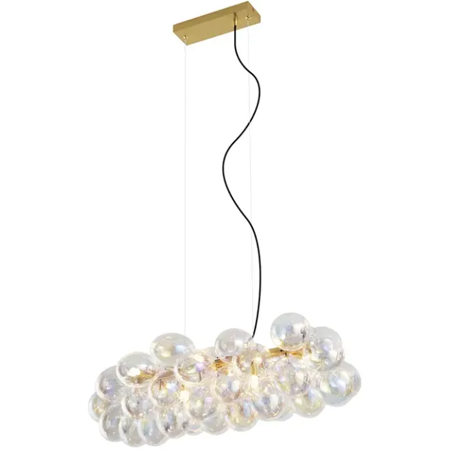 QAZQA Design-Hängeleuchte Gold mit Regenbogen-Glas 8-flammig - Uvas