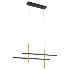 QAZQA Design-Hängeleuchte H Schwarz mit Gold inkl. LED 3-Stufen-Dimmbar - Joy