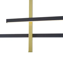 QAZQA Design-Hängeleuchte H Schwarz mit Gold inkl. LED 3-Stufen-Dimmbar - Joy