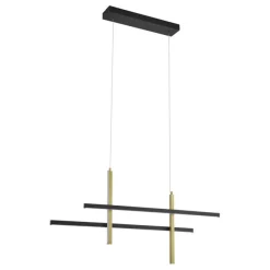 QAZQA Design-Hängeleuchte H Schwarz mit Gold inkl. LED 3-Stufen-Dimmbar - Joy