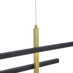 QAZQA Design-Hängeleuchte H Schwarz mit Gold inkl. LED 3-Stufen-Dimmbar - Joy