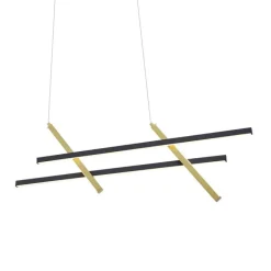 QAZQA Design-Hängeleuchte H Schwarz mit Gold inkl. LED 3-Stufen-Dimmbar - Joy