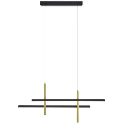 QAZQA Design-Hängeleuchte H Schwarz mit Gold inkl. LED 3-Stufen-Dimmbar - Joy