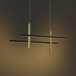 QAZQA Design-Hängeleuchte H Schwarz mit Gold inkl. LED 3-Stufen-Dimmbar - Joy