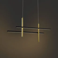 QAZQA Design-Hängeleuchte H Schwarz mit Gold inkl. LED 3-Stufen-Dimmbar - Joy