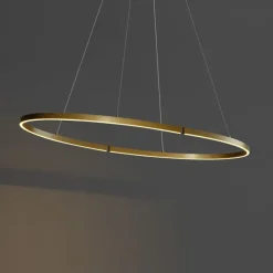 QAZQA Design-Hängeleuchte Messing 120cm inkl. LED 3-Stufen-Dimmbar - Ovallo