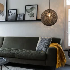 QAZQA Design-Hängeleuchte schwarz Kugel 45cm - Corda