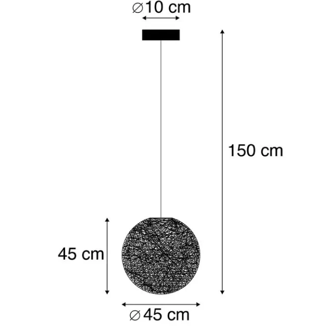 QAZQA Design-Hängeleuchte schwarz Kugel 45cm - Corda