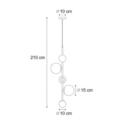 QAZQA Design-Hängeleuchte schwarz mit Milchglas 5-flammig - Vertical