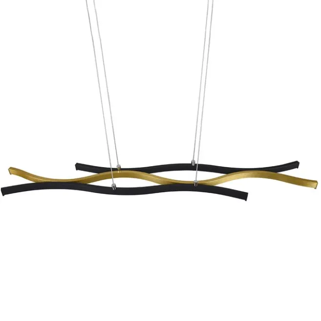 Trio Leuchten Design-Hängeleuchte Schwarz mit Gold inkl. LED Dimmbar - Blaze