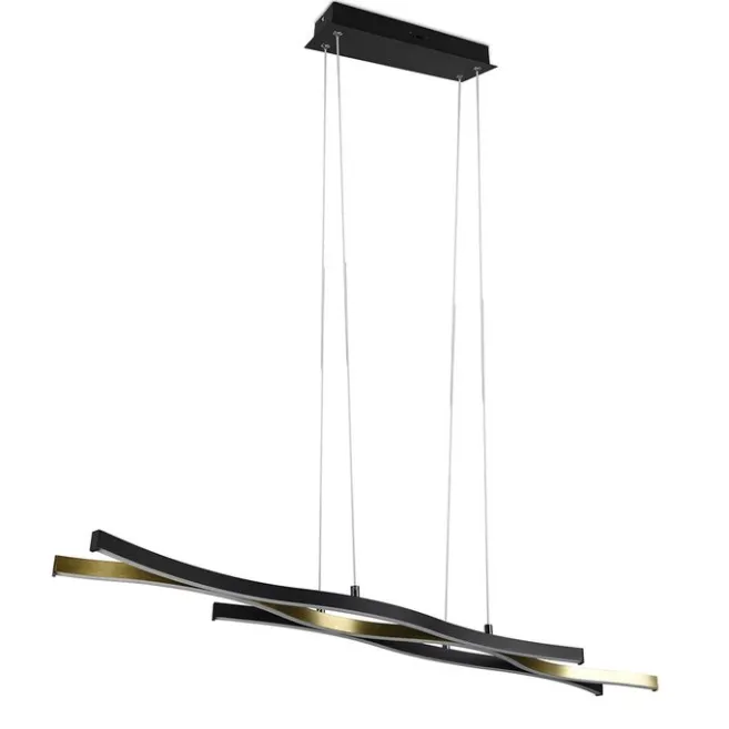 Trio Leuchten Design-Hängeleuchte Schwarz mit Gold inkl. LED Dimmbar - Blaze