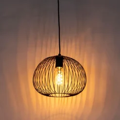 QAZQA Design-Hängeleuchte Schwarz Draht - Wire Dough