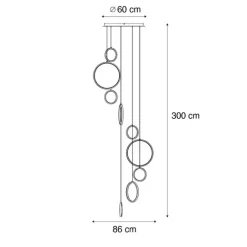 QAZQA Design-Hängeleuchte schwarz 9-flammig inkl. LED 3-Stufen-Dimmbar - Vide Anella