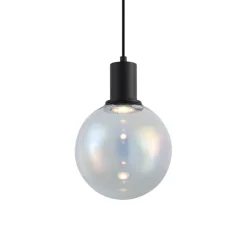 QAZQA Design-Hängeleuchte schwarz mit Regenbogen-Glas 20cm - Mallon