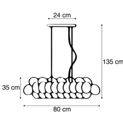 QAZQA Design-Hängeleuchte schwarz mit Bernsteinglas 8-flammig - Uvas