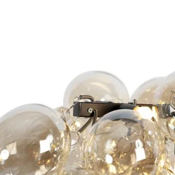 QAZQA Design-Hängeleuchte schwarz mit Bernsteinglas 8-flammig - Uvas