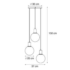 QAZQA Design-Hängeleuchte schwarz mit Regenbogen-Glas rund 3-flammig - Mallon