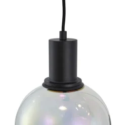 QAZQA Design-Hängeleuchte schwarz mit Regenbogen-Glas rund 3-flammig - Mallon