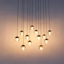 QAZQA Design-Pendelleuchte Dunkelbronze mit Klarglas 12-flammig - Inge