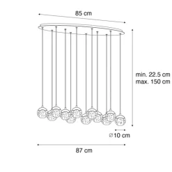 QAZQA Design-Pendelleuchte Dunkelbronze mit Klarglas 12-flammig - Inge