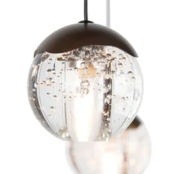 QAZQA Design-Pendelleuchte Dunkelbronze mit Klarglas 12-flammig - Inge