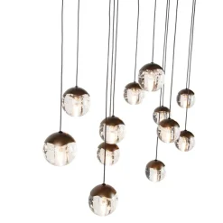 QAZQA Design-Pendelleuchte Dunkelbronze mit Klarglas 12-flammig - Inge