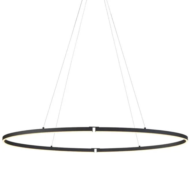 QAZQA Design-Pendelleuchte Schwarz Oval 120cm inkl. LED 3-Stufen-Dimmbar - Ovallo