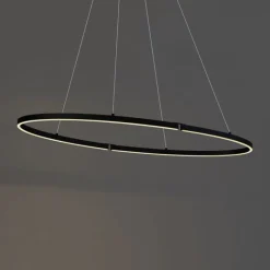 QAZQA Design-Pendelleuchte Schwarz Oval 120cm inkl. LED 3-Stufen-Dimmbar - Ovallo