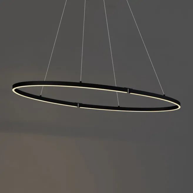 QAZQA Design-Pendelleuchte Schwarz Oval 120cm inkl. LED 3-Stufen-Dimmbar - Ovallo