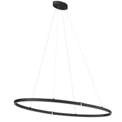 QAZQA Design-Pendelleuchte Schwarz Oval 120cm inkl. LED 3-Stufen-Dimmbar - Ovallo