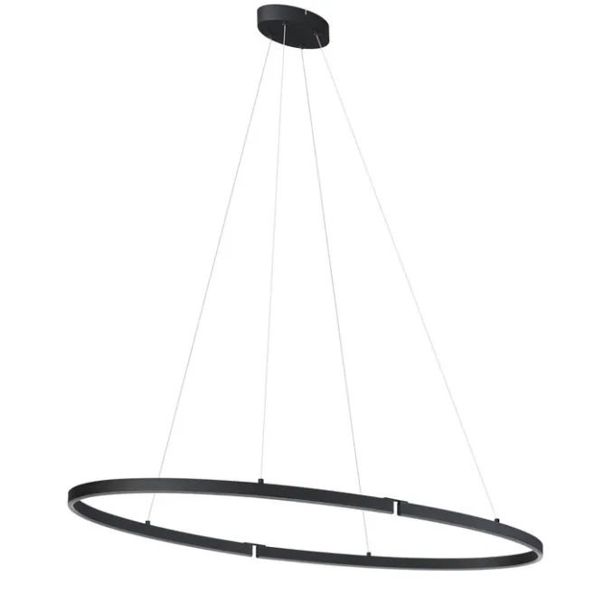 QAZQA Design-Pendelleuchte Schwarz Oval 120cm inkl. LED 3-Stufen-Dimmbar - Ovallo