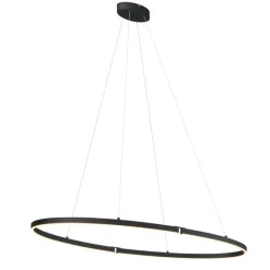 QAZQA Design-Pendelleuchte Schwarz Oval 120cm inkl. LED 3-Stufen-Dimmbar - Ovallo