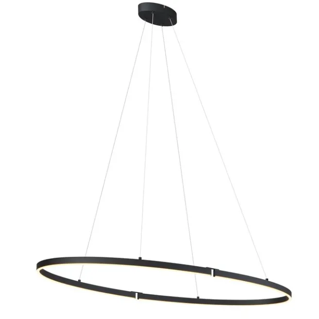 QAZQA Design-Pendelleuchte Schwarz Oval 120cm inkl. LED 3-Stufen-Dimmbar - Ovallo